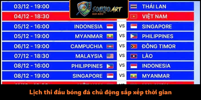 Lịch thi đấu bóng đá giúp người xem chủ động sắp xếp thời gian